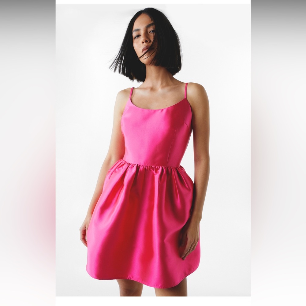 💖Structured Satin Twill Mini Skater Dress💖